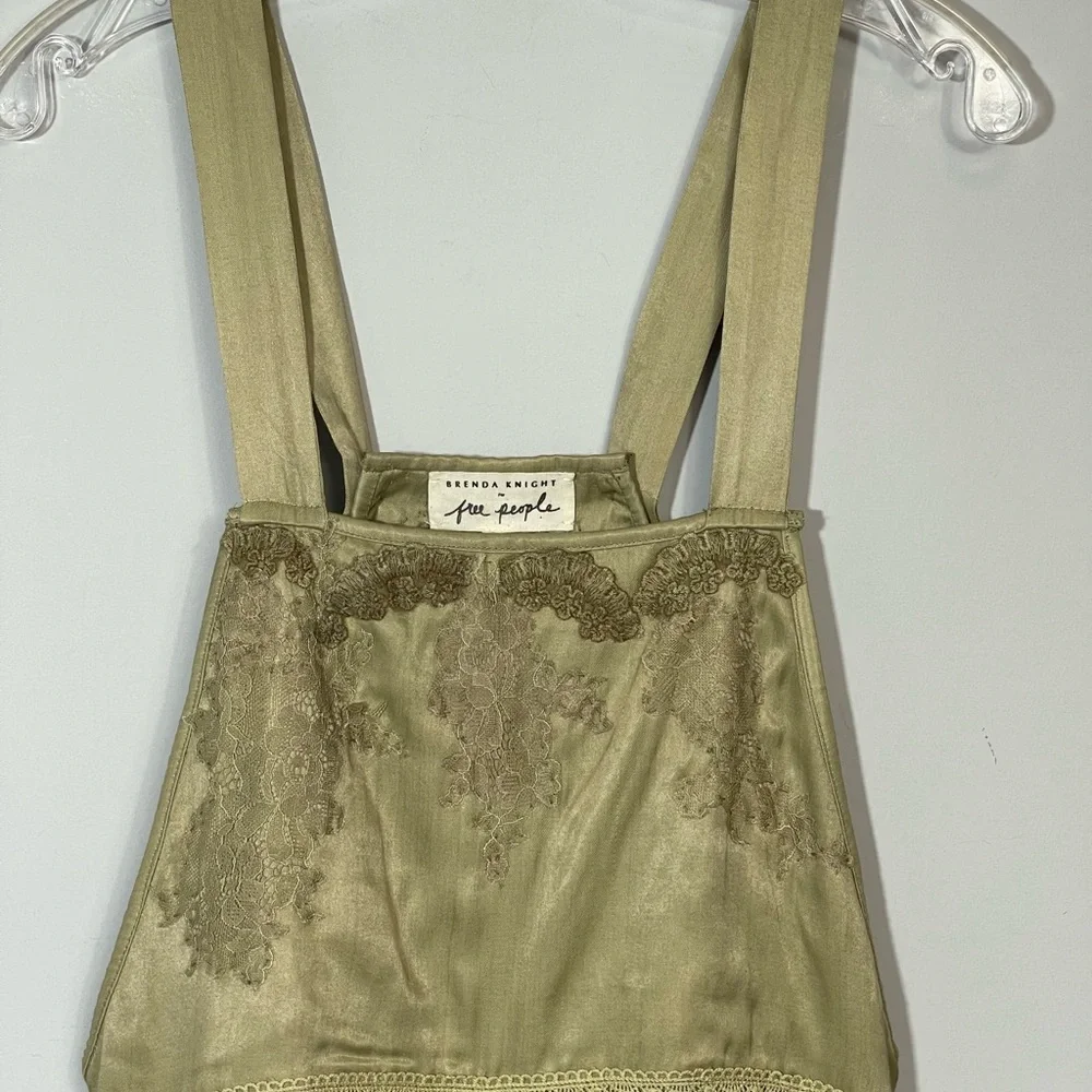 Free People x Brenda Knight Lace Pleated Decorated Wide Leg Overalls Jumpsuit M - Picture 7 of 16